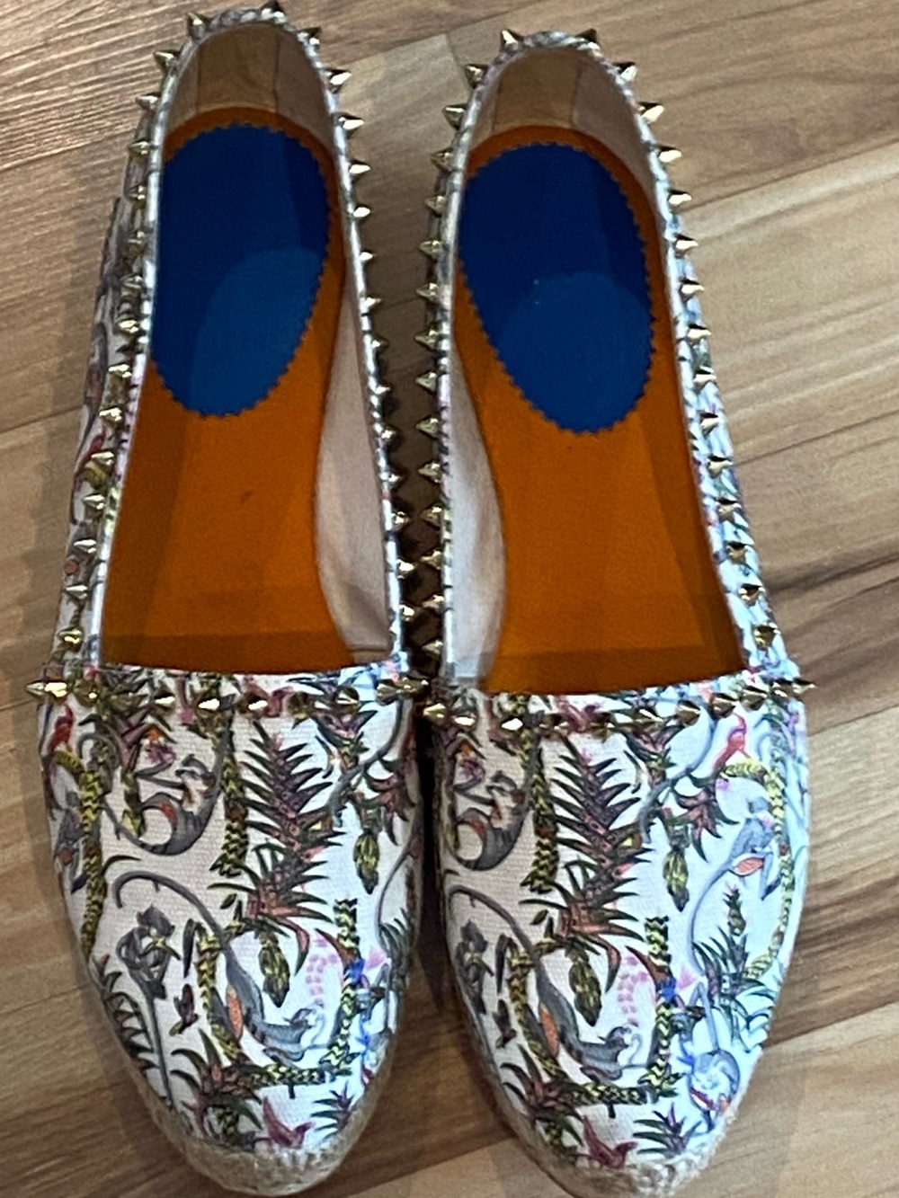 Christian Louboutin Ares Flat Loubi Jungle Spiked Espadrille. Size 9 EUC. - Picture 2 of 16